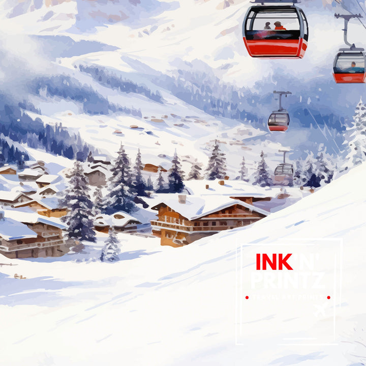 Lech Zurs am Arlberg Austria Travel Print Skiing Wall Decor Alpine Home Living Decor Austria Illustration Travel Poster Gift for Ski Lovers