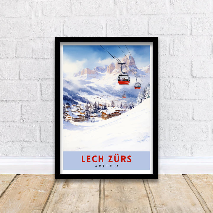 Lech Zurs am Arlberg Austria Travel Print Skiing Wall Decor Alpine Home Living Decor Austria Illustration Travel Poster Gift for Ski Lovers