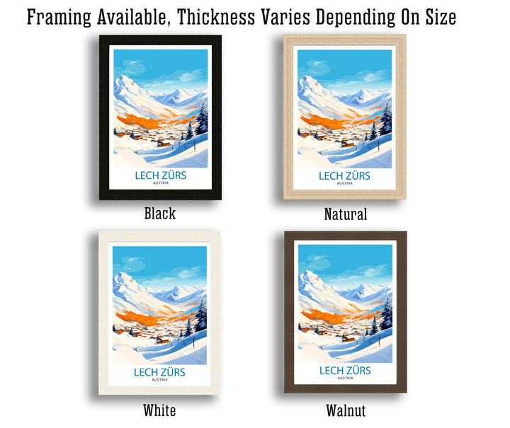 Lech Zurs am Arlberg Austria Travel Print Skiing Wall Decor Alpine Home Living Decor Austria Illustration Travel Poster Gift for Ski Lovers