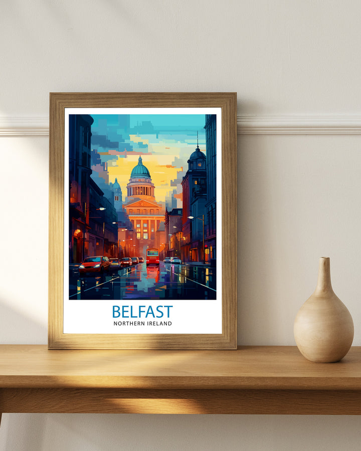 Belfast Northern Ireland Travel Print Belfast Wall Decor Belfast Home Living Decor Belfast Cityscape Illustration Travel Poster Gift