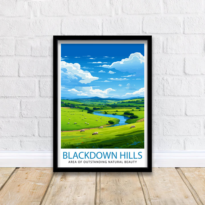 Blackdown Hills AONB Poster Area of Outstanding Natural Beauty Art Blackdown Hills Poster Somerset Devon Border Wall Art English Countryside