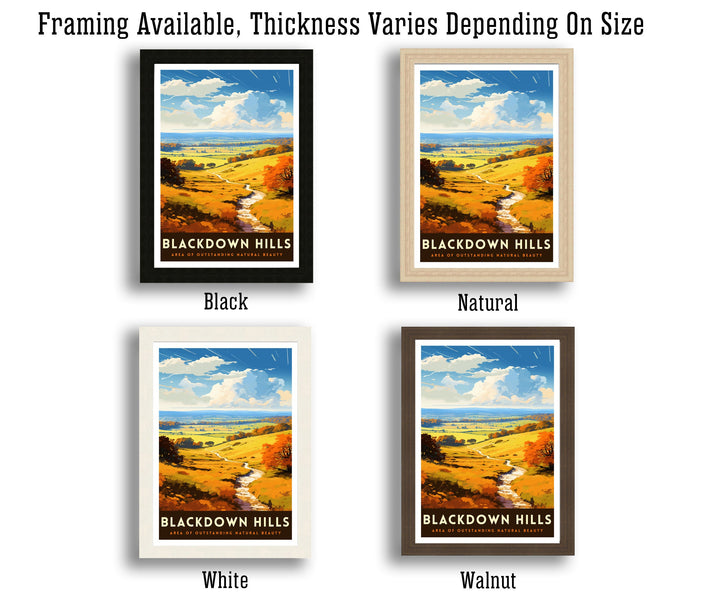 Blackdown Hills AONB Poster Area of Outstanding Natural Beauty Art Blackdown Hills Poster Somerset Devon Border Wall Art English Countryside