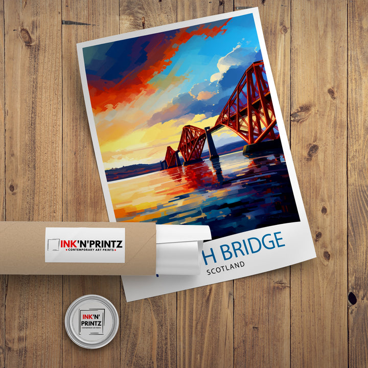 Forth Bridge Scotland Poster Iconic Scottish Engineering Poster Firth of Forth Wall Art Edinburgh Landmark Decor Historical Structure