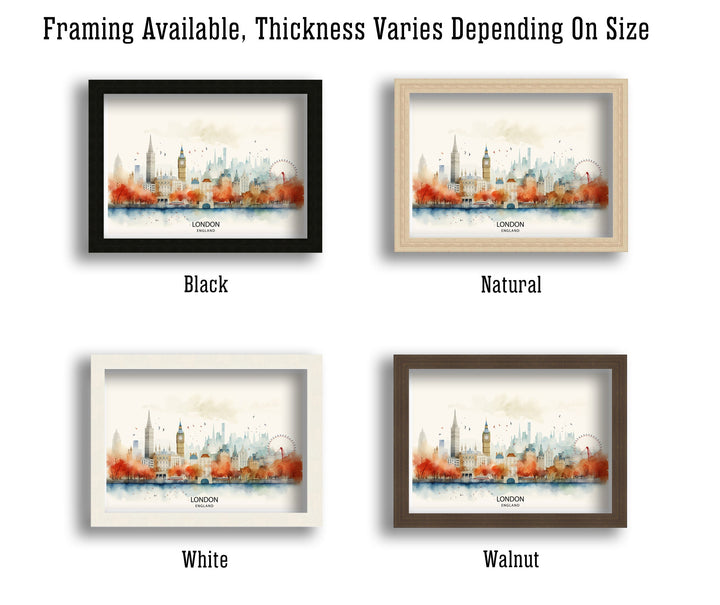 London Skyline Poster Iconic Cityscape Art London Landmarks Poster England Capital