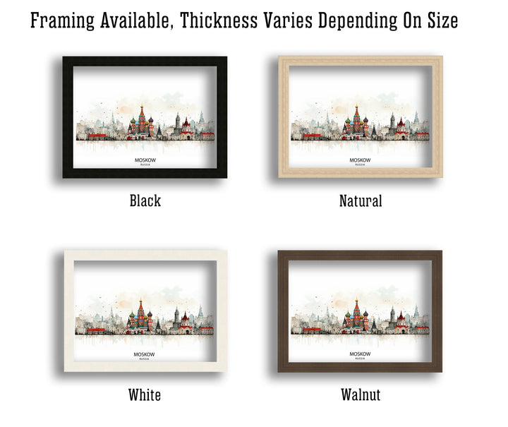 Moscow Russia Skyline Print Iconic Cityscape Art Moscow Landmarks Poster Russian Capital Wall Decor Urban Skyline Illustration Moscow City