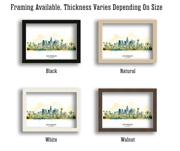 Los Angeles Skyline Print| Iconic Cityscape Art LA Downtown Poster California Urban Decor Hollywood Sign Wall Illustration American