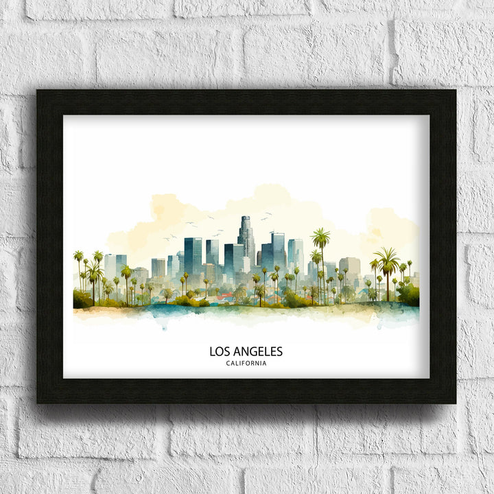 Los Angeles Skyline Print| Iconic Cityscape Art LA Downtown Poster California Urban Decor Hollywood Sign Wall Illustration American