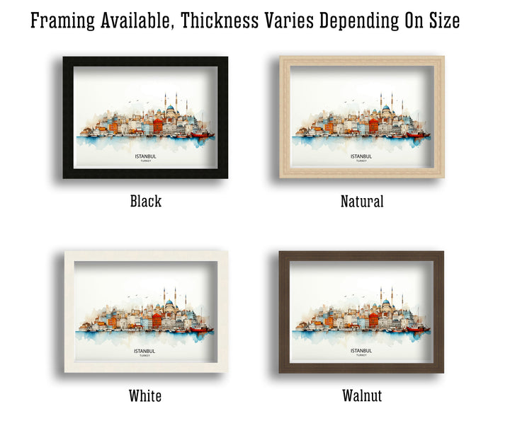 Istanbul Turkey Skyline Print Historic Cityscape Art Bosphorus View Poster Turkish Urban Decor Iconic Landmarks Wall Illustration Cultural