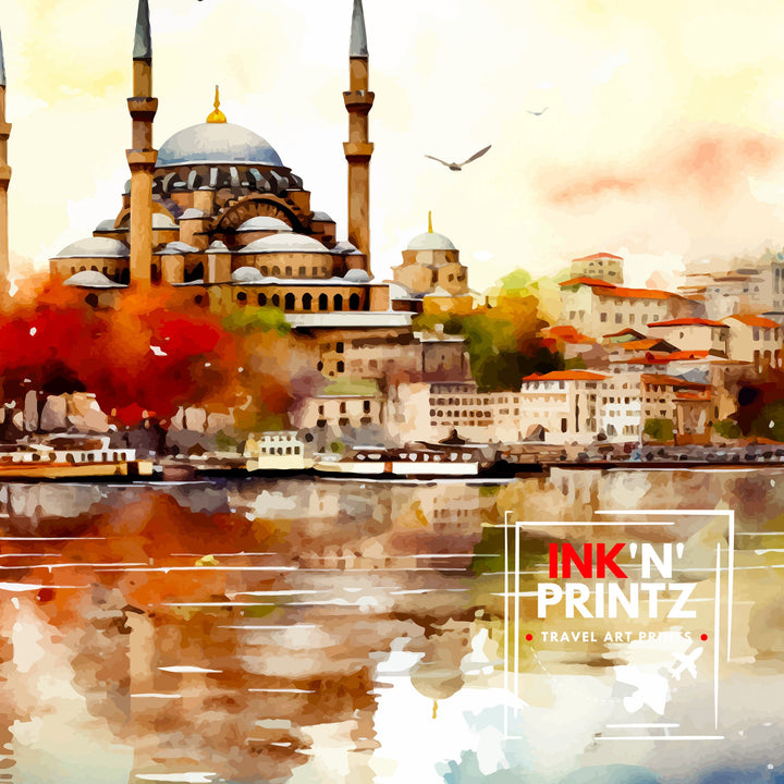 Istanbul Turkey Travel Print Istanbul Wall Art Turkey Illustration Istanbul Travel Poster Turkey Home Decor Gift for Travelers