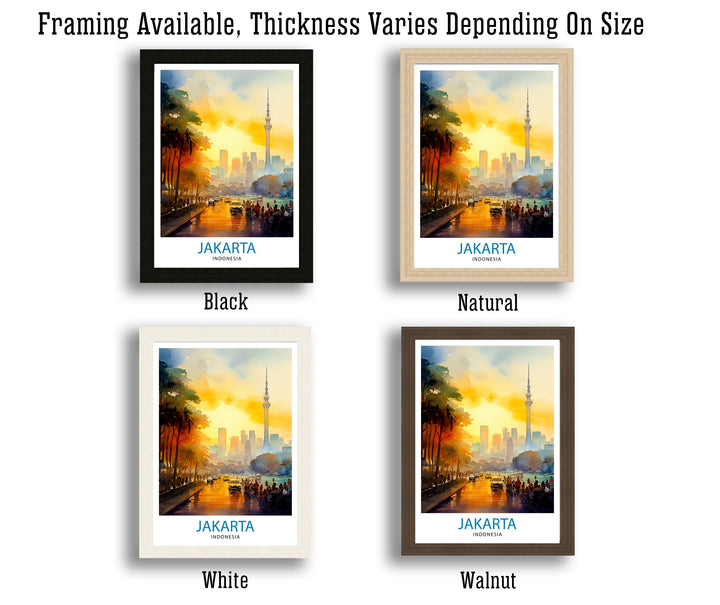 Jakarta Indonesia Skyline Print Vibrant Cityscape Art Jakarta Urban Poster Indonesian Capital Wall Decor Southeast Asia City Illustration