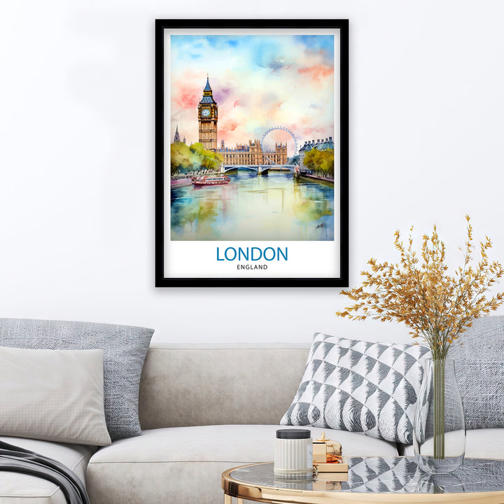 London Travel Print London Wall Art London Home Decor London Illustration Travel Poster Gift For London UK Home Decor