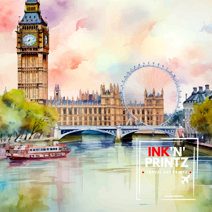 London Travel Print London Wall Art London Home Decor London Illustration Travel Poster Gift For London UK Home Decor