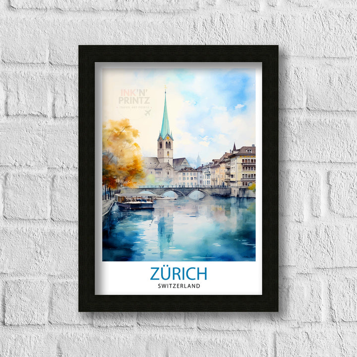 Zurich Switzerland Travel Print Zurich Wall Decor Zurich Home Living Decor Zurich Illustration Travel Poster Gift For Zurich Switzerland