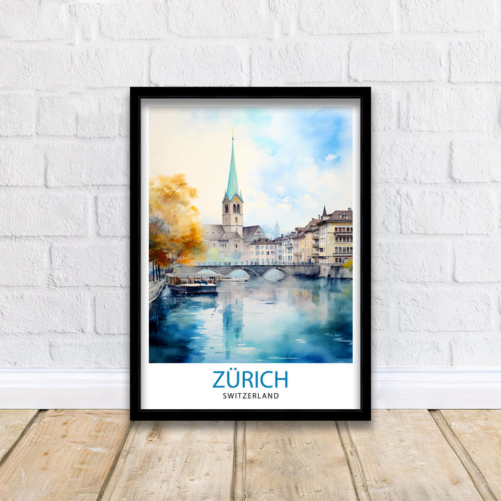 Zurich Switzerland Travel Print Zurich Wall Decor Zurich Home Living Decor Zurich Illustration Travel Poster Gift For Zurich Switzerland