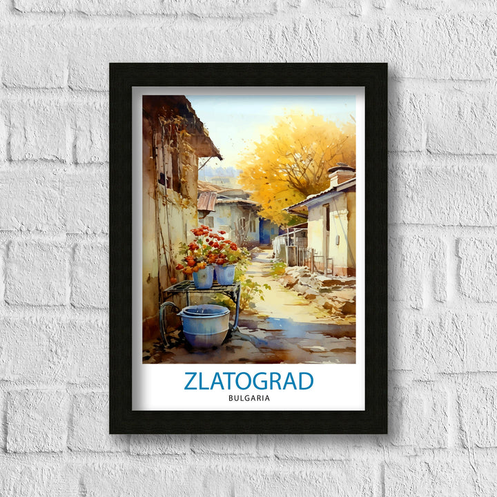 Zlatograd Bulgaria Print Traditional Bulgarian Village Art Rhodope Mountains Poster Zlatograd Heritage Wall Decor Balkan Countryside
