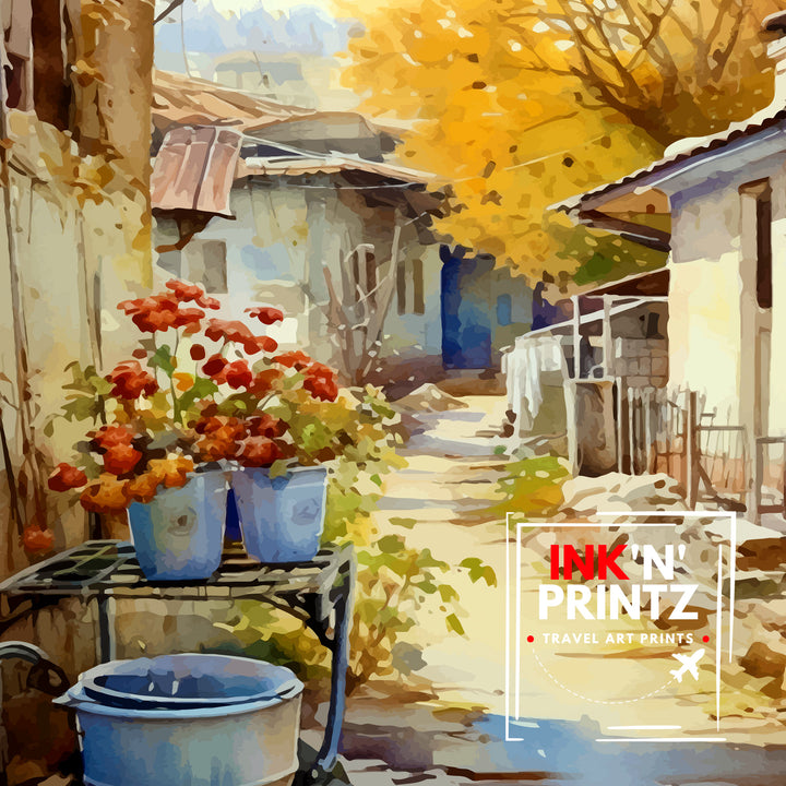 Zlatograd Bulgaria Print Traditional Bulgarian Village Art Rhodope Mountains Poster Zlatograd Heritage Wall Decor Balkan Countryside