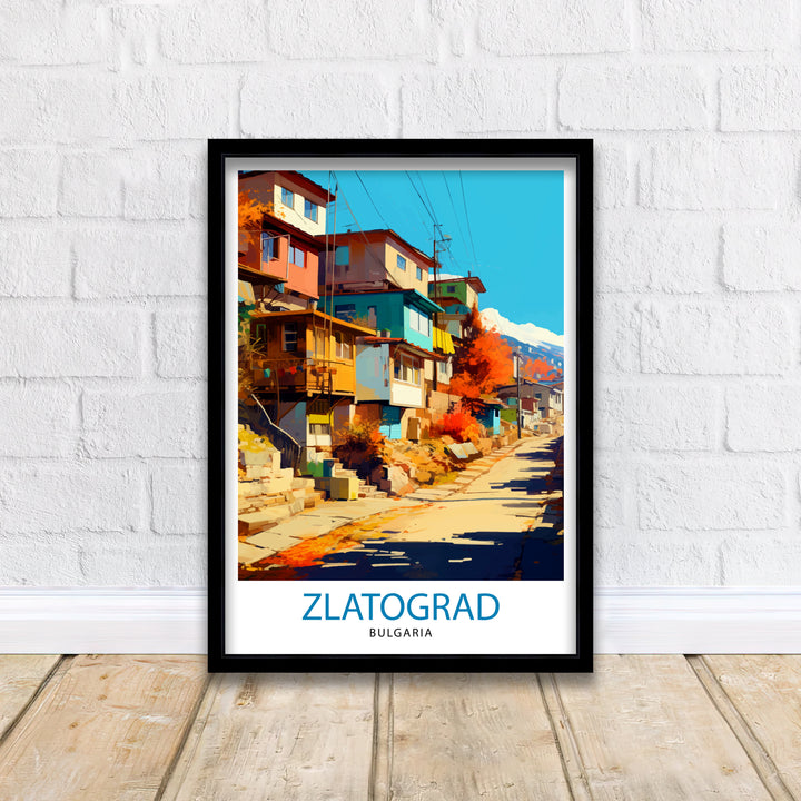 Zlatograd Bulgaria Print Traditional Bulgarian Village Art Rhodope Mountains Poster Zlatograd Heritage Wall Decor Balkan Countryside