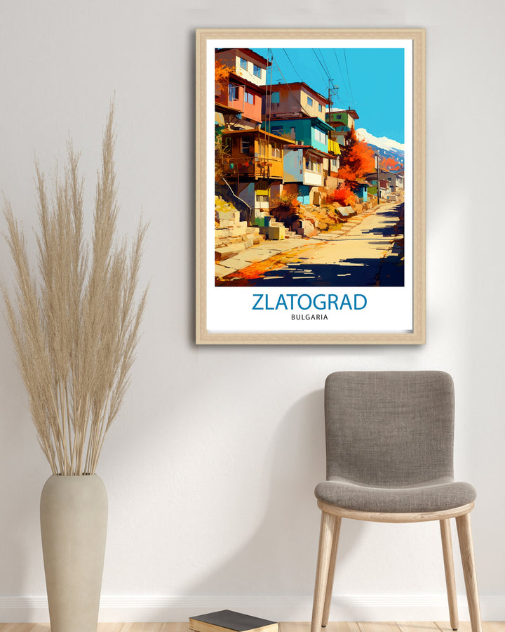 Zlatograd Bulgaria Print Traditional Bulgarian Village Art Rhodope Mountains Poster Zlatograd Heritage Wall Decor Balkan Countryside