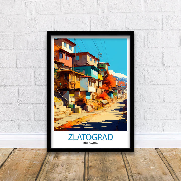 Zlatograd Bulgaria Print Traditional Bulgarian Village Art Rhodope Mountains Poster Zlatograd Heritage Wall Decor Balkan Countryside
