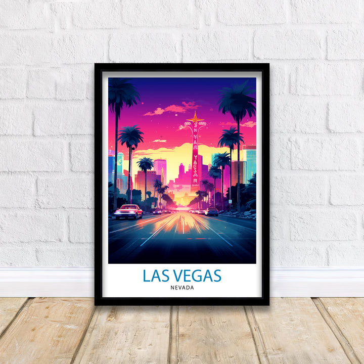 Las Vegas Travel Print| Las Vegas Wall Art Las Vegas Poster Las Vegas Illustration Las Vegas Nevada Travel Poster Las Vegas Souvenir