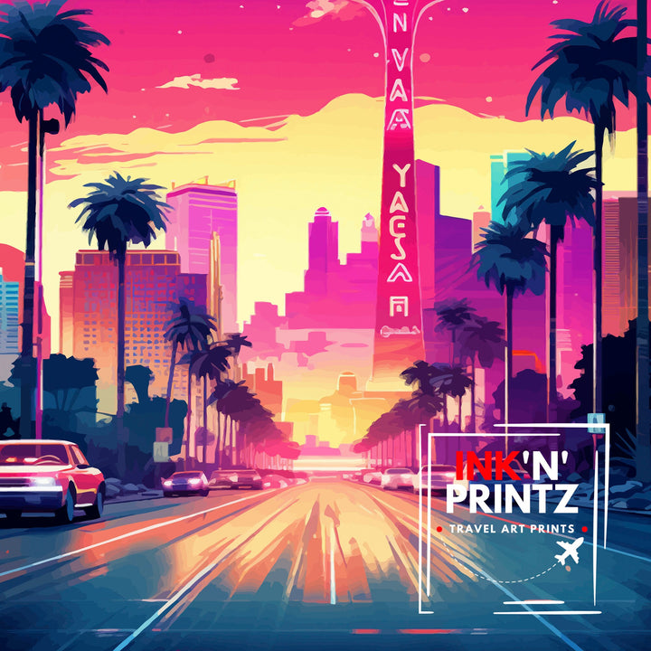 Las Vegas Travel Print| Las Vegas Wall Art Las Vegas Poster Las Vegas Illustration Las Vegas Nevada Travel Poster Las Vegas Souvenir