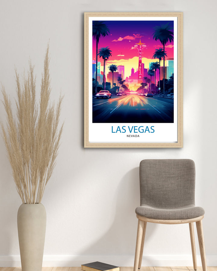 Las Vegas Travel Print| Las Vegas Wall Art Las Vegas Poster Las Vegas Illustration Las Vegas Nevada Travel Poster Las Vegas Souvenir