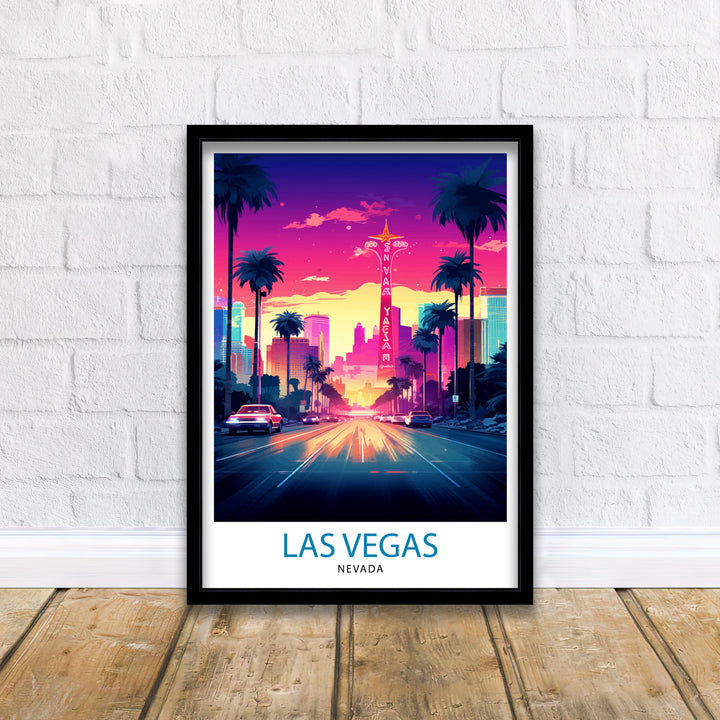Las Vegas Travel Print| Las Vegas Wall Art Las Vegas Poster Las Vegas Illustration Las Vegas Nevada Travel Poster Las Vegas Souvenir