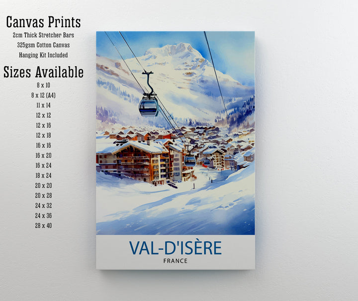 Val d Isere Travel Print French Ski Paradise Wall Decor Val dIsere Poster Alpine Resort France Snow Landscape Art Ski Lovers Gift Idea