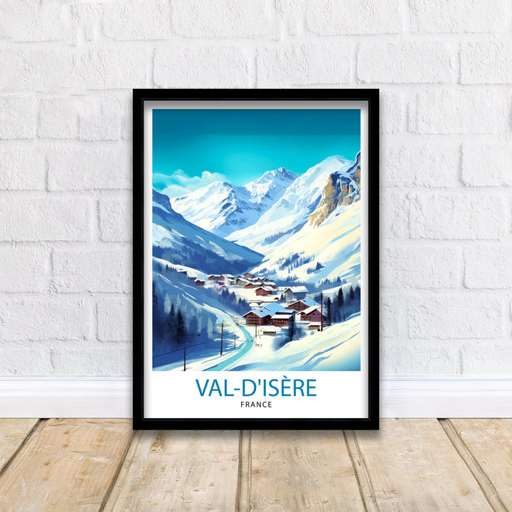 Val d'isere Travel Print | Ski Poster| Travel Poster| Ski Print| Val Di'sere Poster| French Alps| Skiing| Skiing Wall Art| Skiing Poster