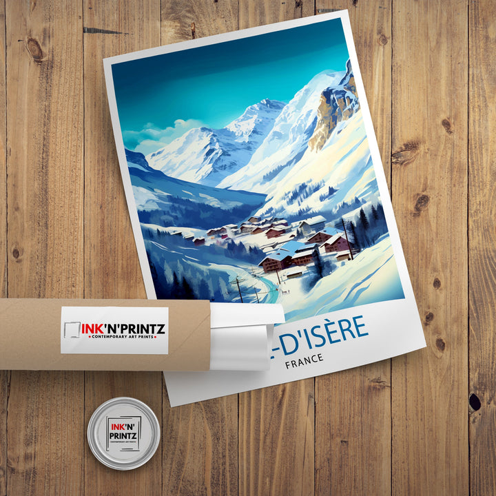Val d'isere Travel Print | Ski Poster| Travel Poster| Ski Print| Val Di'sere Poster| French Alps| Skiing| Skiing Wall Art| Skiing Poster
