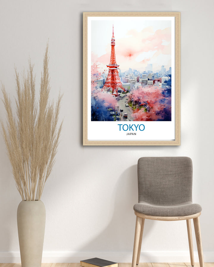 Tokyo Japan Travel Print Tokyo Wall Decor Tokyo Poster Japan Travel Prints Tokyo Art Print Tokyo Illustration Tokyo Wall Art