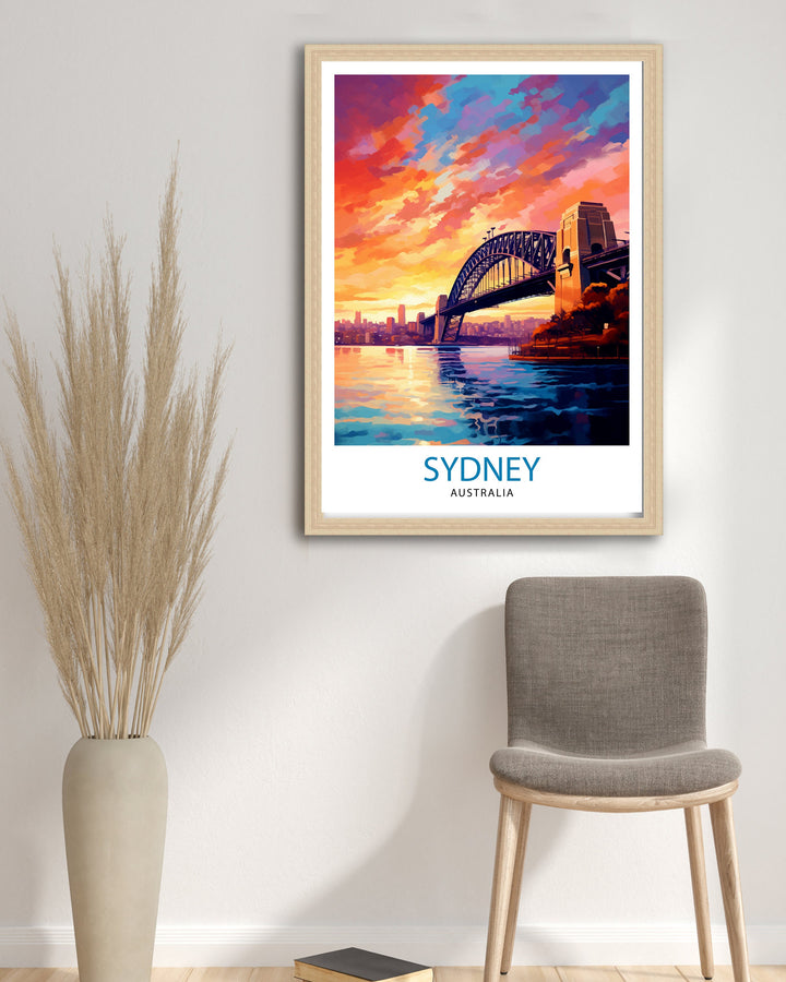 Sydney Australia Travel Print Sydney Wall Decor Sydney Home Living Decor Sydney Illustration Travel Poster Gift For Sydney Australia Home