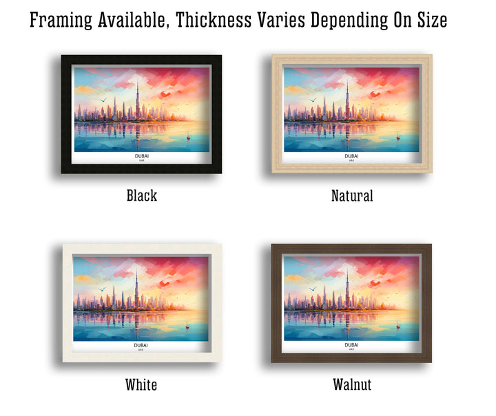Dubai UAE Print Modern Cityscape Art Dubai Skyline Poster Burj Khalifa Wall Decor United Arab Emirates Illustration Luxury Urban Landscape