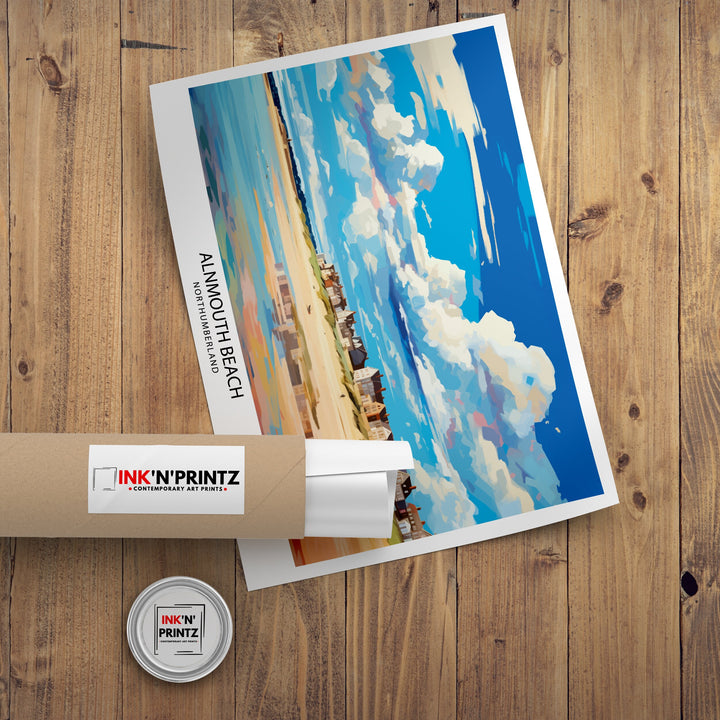 Alnmouth Beach Northumberland Travel Poster Alnmouth