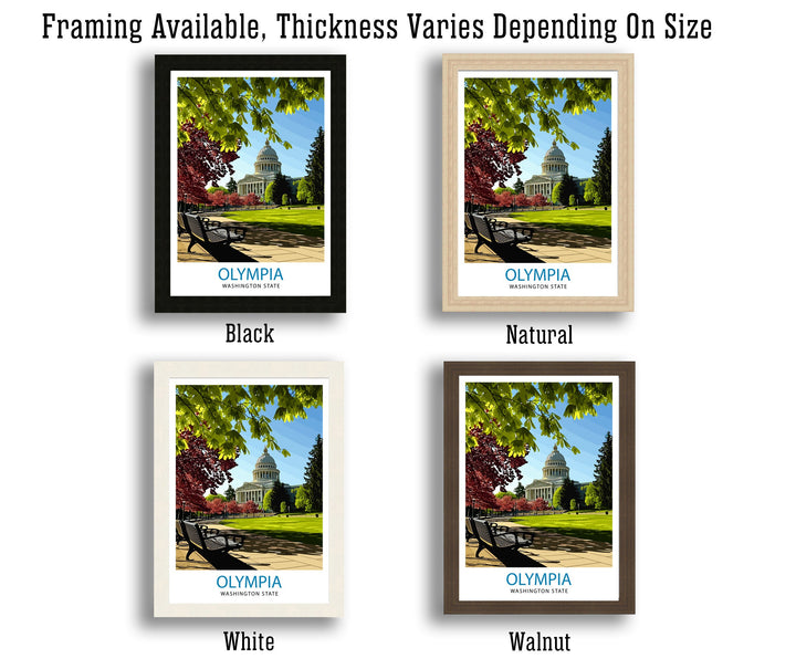 Olympia Washington State Poster Capital City Art Puget Sound Landscape Poster Pacific Northwest