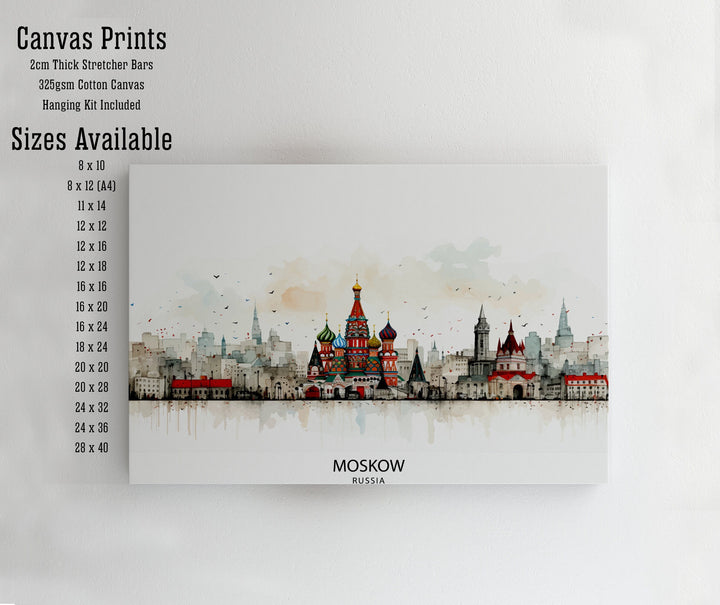 Moscow Russia Skyline Print Iconic Cityscape Art Moscow Landmarks Poster Russian Capital Wall Decor Urban Skyline Illustration Moscow City
