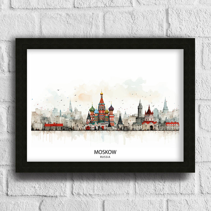 Moscow Russia Skyline Print Iconic Cityscape Art Moscow Landmarks Poster Russian Capital Wall Decor Urban Skyline Illustration Moscow City