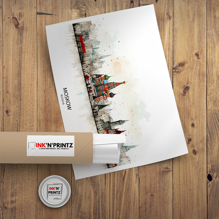 Moscow Russia Skyline Print Iconic Cityscape Art Moscow Landmarks Poster Russian Capital Wall Decor Urban Skyline Illustration Moscow City