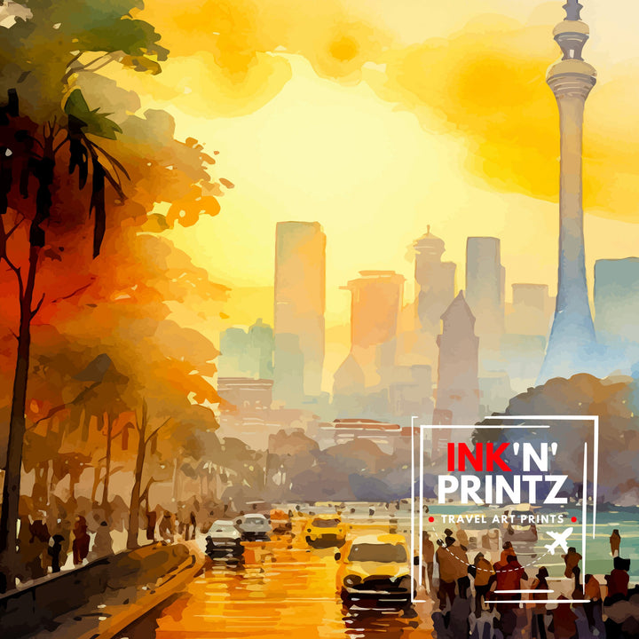 Jakarta Indonesia Skyline Print Vibrant Cityscape Art Jakarta Urban Poster Indonesian Capital Wall Decor Southeast Asia City Illustration