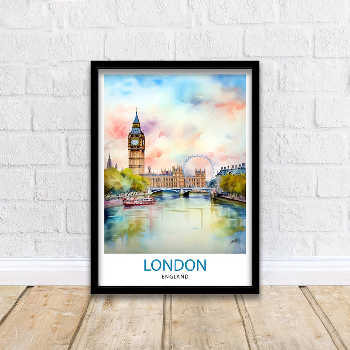 London Travel Print London Wall Art London Home Decor London Illustration Travel Poster Gift For London UK Home Decor