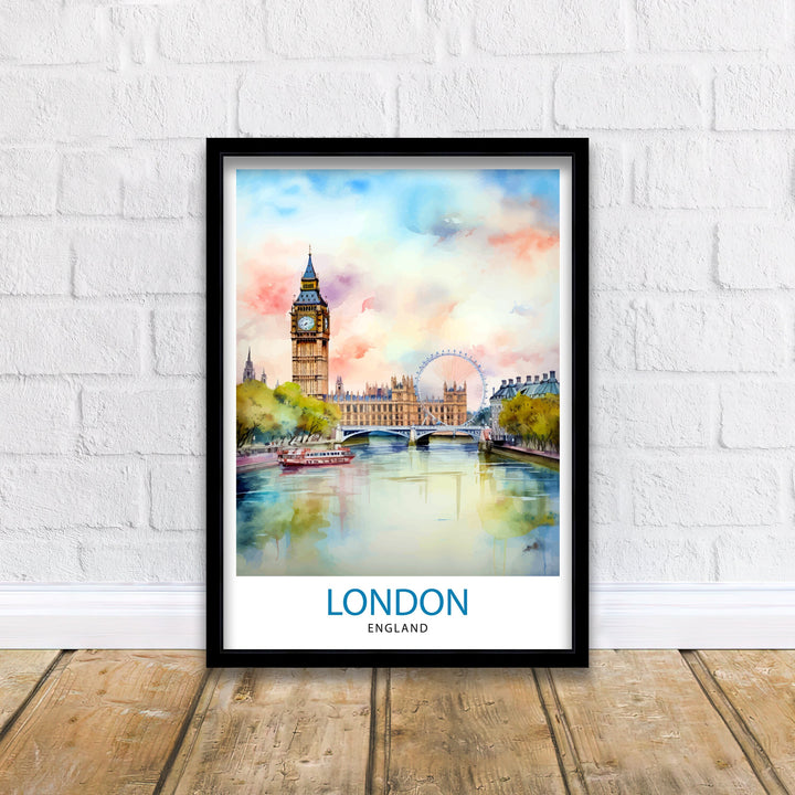 London Travel Print London Wall Art London Home Decor London Illustration Travel Poster Gift For London UK Home Decor
