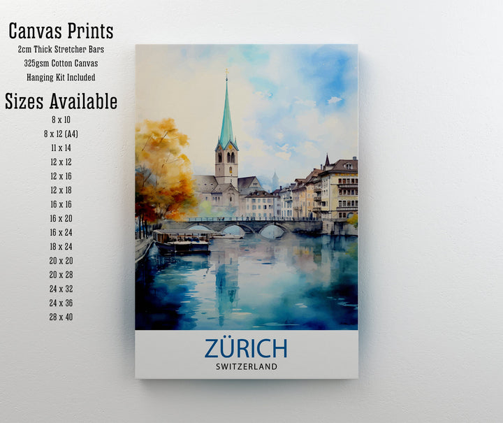 Zurich Switzerland Travel Print Zurich Wall Decor Zurich Home Living Decor Zurich Illustration Travel Poster Gift For Zurich Switzerland