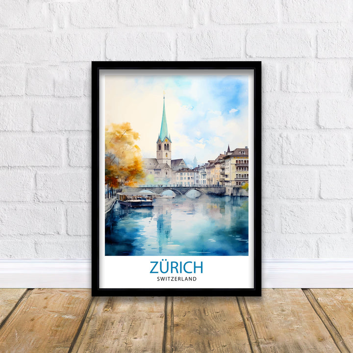 Zurich Switzerland Travel Print Zurich Wall Decor Zurich Home Living Decor Zurich Illustration Travel Poster Gift For Zurich Switzerland