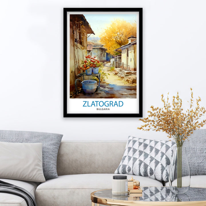 Zlatograd Bulgaria Print Traditional Bulgarian Village Art Rhodope Mountains Poster Zlatograd Heritage Wall Decor Balkan Countryside
