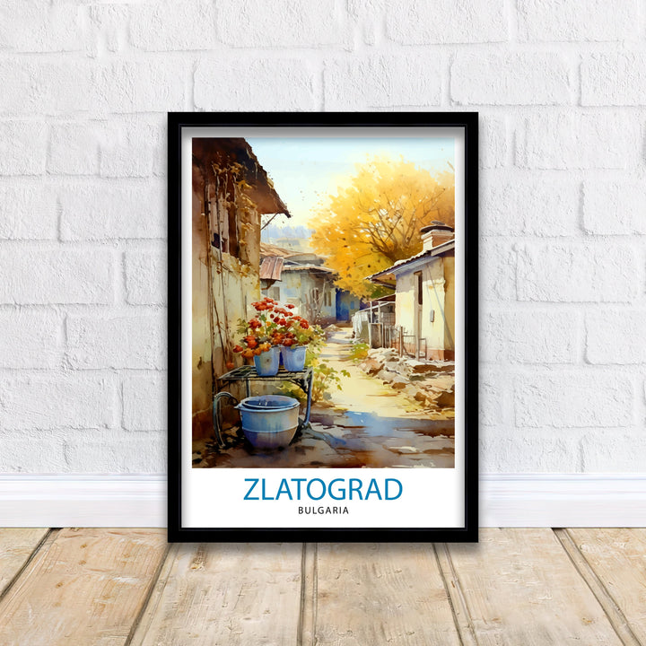 Zlatograd Bulgaria Print Traditional Bulgarian Village Art Rhodope Mountains Poster Zlatograd Heritage Wall Decor Balkan Countryside