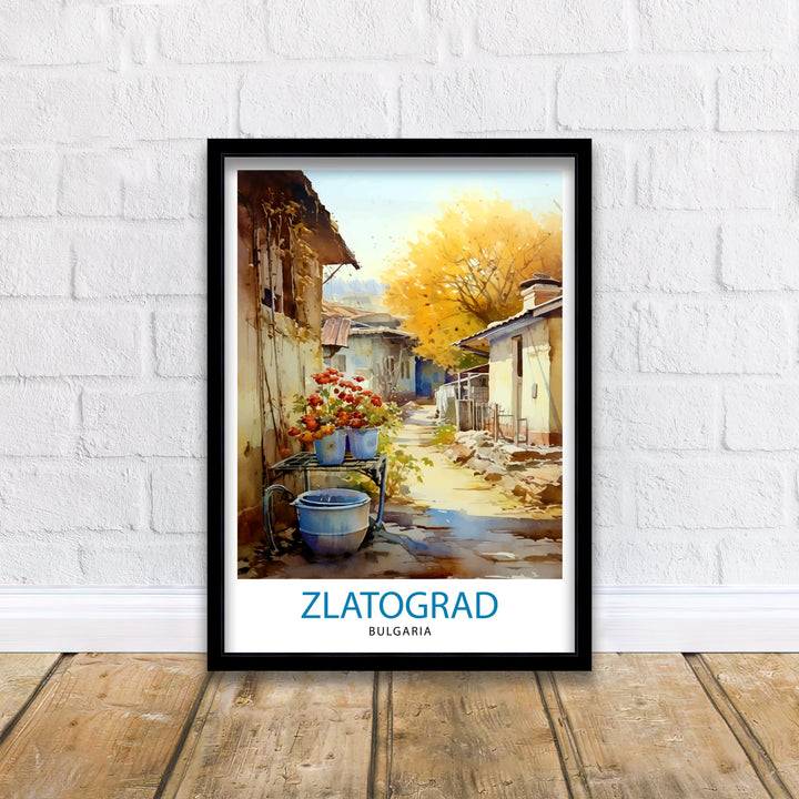 Zlatograd Bulgaria Print Traditional Bulgarian Village Art Rhodope Mountains Poster Zlatograd Heritage Wall Decor Balkan Countryside