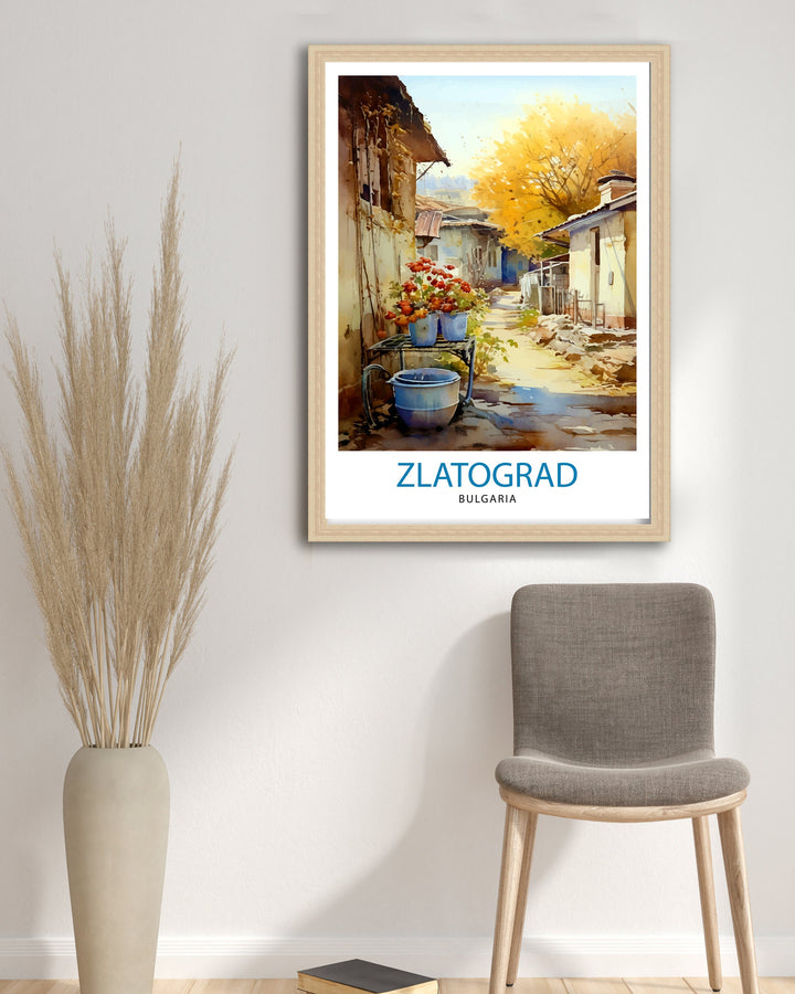 Zlatograd Bulgaria Print Traditional Bulgarian Village Art Rhodope Mountains Poster Zlatograd Heritage Wall Decor Balkan Countryside