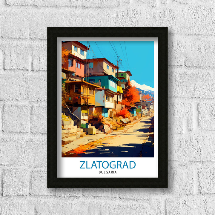 Zlatograd Bulgaria Print Traditional Bulgarian Village Art Rhodope Mountains Poster Zlatograd Heritage Wall Decor Balkan Countryside