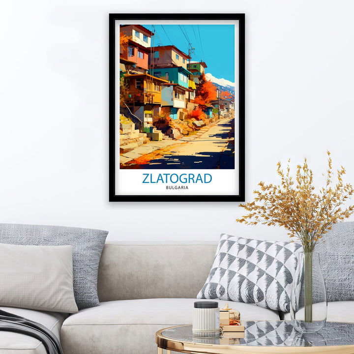 Zlatograd Bulgaria Print Traditional Bulgarian Village Art Rhodope Mountains Poster Zlatograd Heritage Wall Decor Balkan Countryside