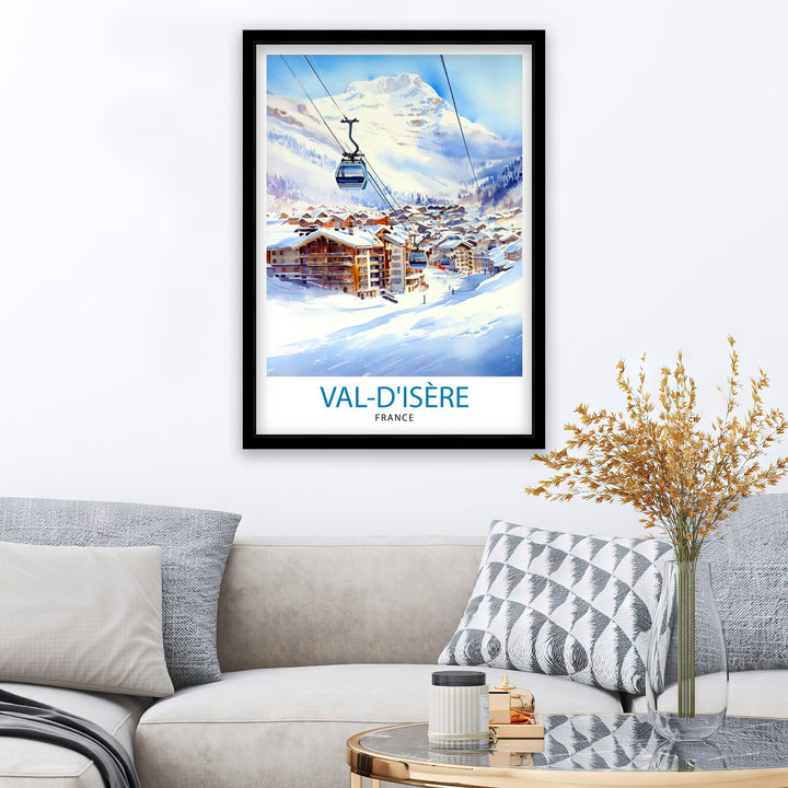 Val d Isere Travel Print French Ski Paradise Wall Decor Val dIsere Poster Alpine Resort France Snow Landscape Art Ski Lovers Gift Idea